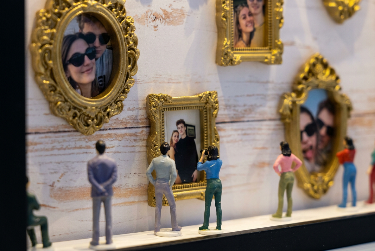 Zbliżenie miniaturek w muzeum i detali wykończenia